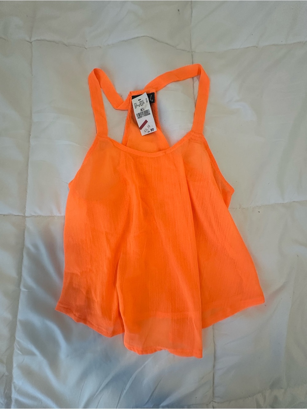 Wet Seal Neon Orange Strappy Crop Tank